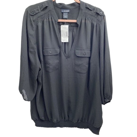 Lane Bryant Woman's Blouse, Size 22/24W, Black Polyester Sheer Shirt , NWT - Picture 1 of 10